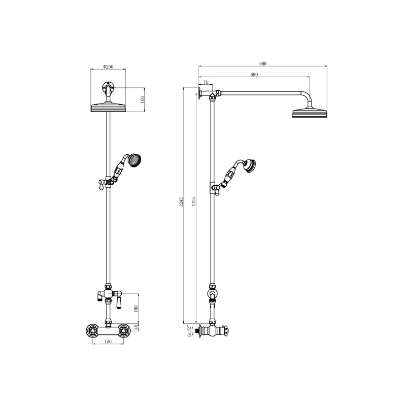 Nuie Shower Kits Traditional Thermostatic Shower Valve & Kit (2 sizes, Chrome) - Brand New Bathrooms