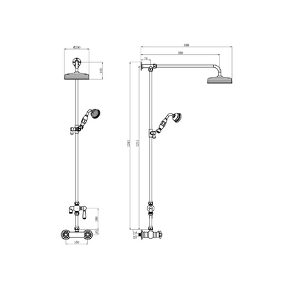 Nuie Shower Kits Traditional Thermostatic Shower Valve & Kit (2 sizes, Chrome) - Brand New Bathrooms