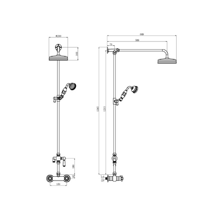 Nuie Shower Kits Traditional Thermostatic Shower Valve & Kit (2 sizes, Chrome) - Brand New Bathrooms