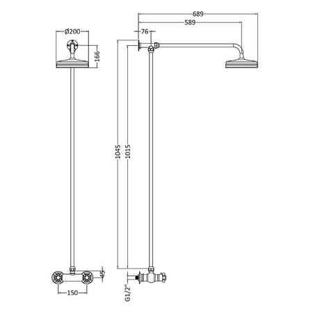 Nuie Shower Kits Traditional Thermostatic Shower Valve & Kit (2 sizes, Chrome) - Brand New Bathrooms