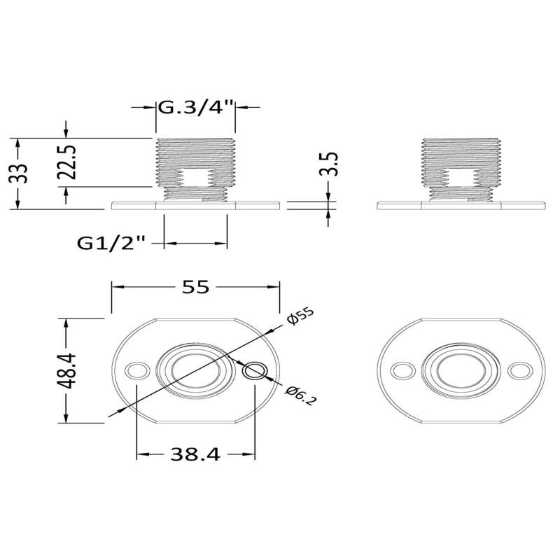 Nuie Bar Showers Fast Fix Bracket for Bar Thermostats (1 size, Chrome) - Brand New Bathrooms