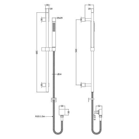 Nuie Slide Rail Kits Kubix Slide Rail Kit (Chrome) - Brandnew Bathroom