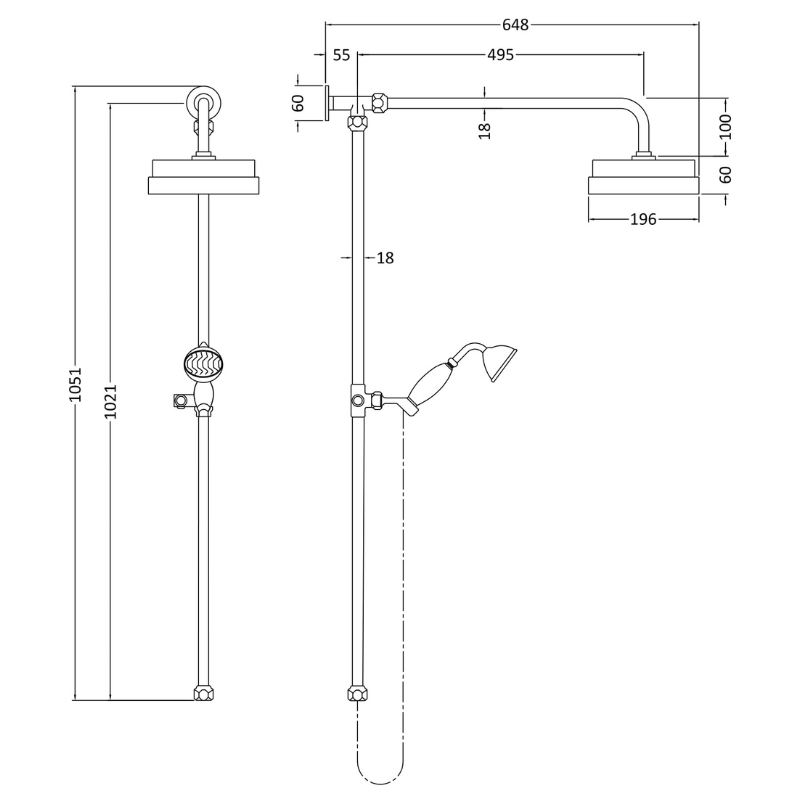 Nuie Shower Kits Rigid Riser Kit (1 size, Chrome) - Brand New Bathrooms