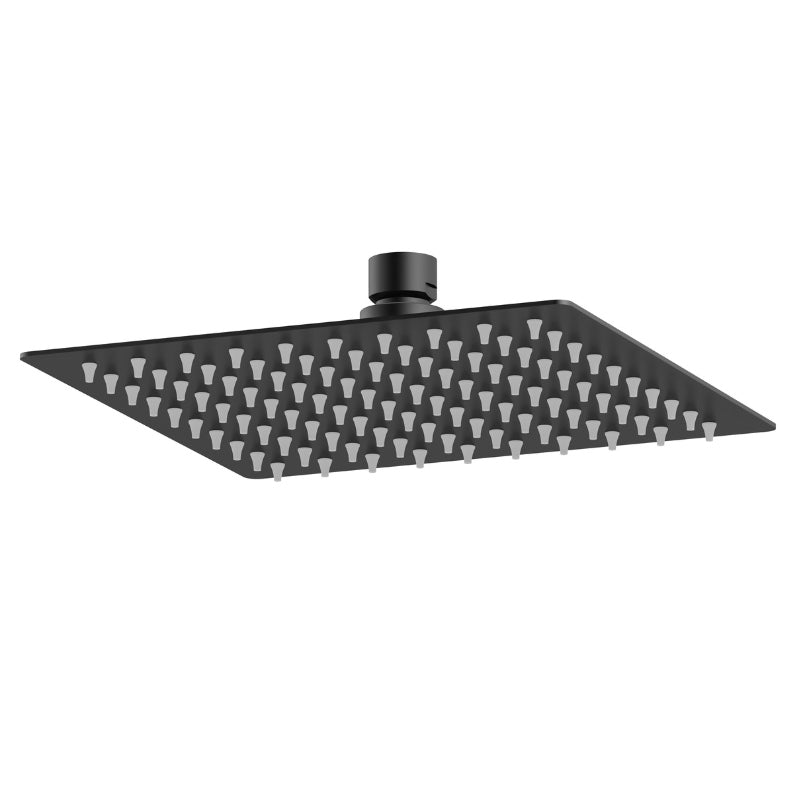 Nuie Fixed Shower Heads (2 sizes, 2 styles, Matt Black) - Brand New Bathrooms