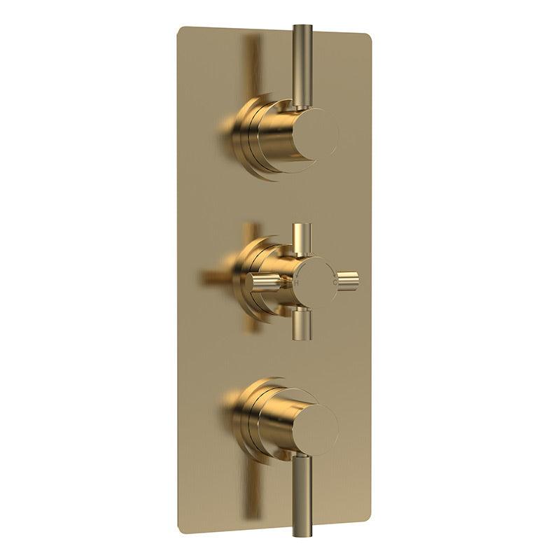 Hudson Reed Tec Pura Thermostatic Shower Valve (2 sizes, Brushed Brass) - Brandnew Bathroom