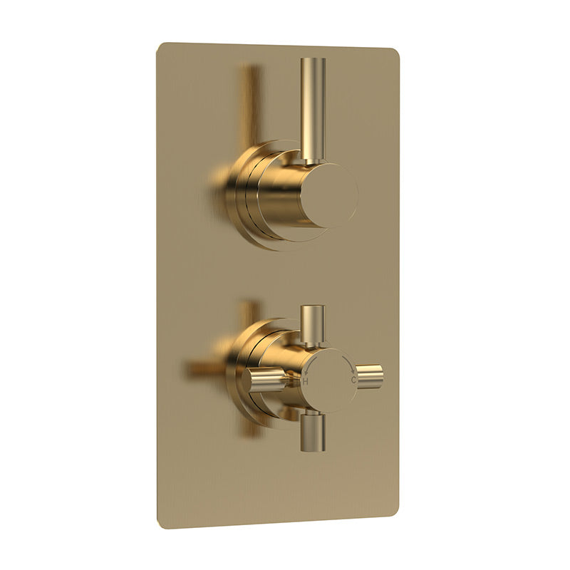 Hudson Reed Tec Pura Thermostatic Shower Valve With Diverter (2 sizes, Brushed Brass) - Brandnew Bathroom