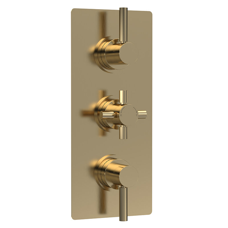 Hudson Reed Tec Pura Thermostatic Shower Valve With Diverter (2 sizes, Brushed Brass) - Brandnew Bathroom