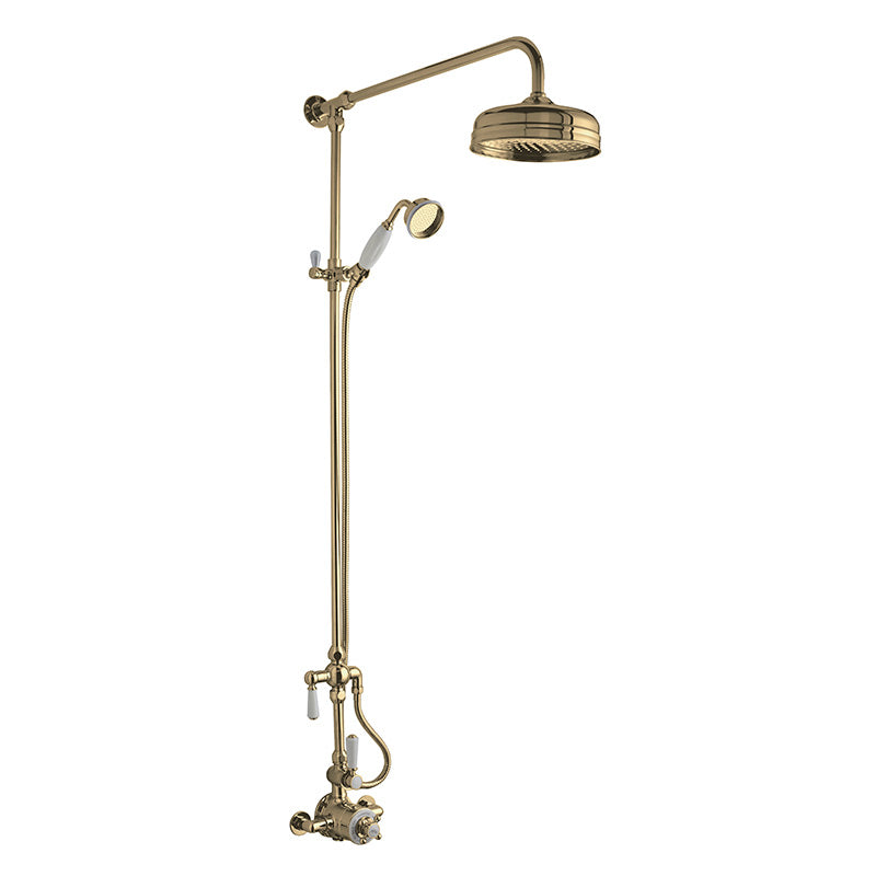 Hudson Reed Shower Kits Wall Mounted Thermostatic Shower Valve & Kit (Brushed Brass) - Brandnew Bathroom