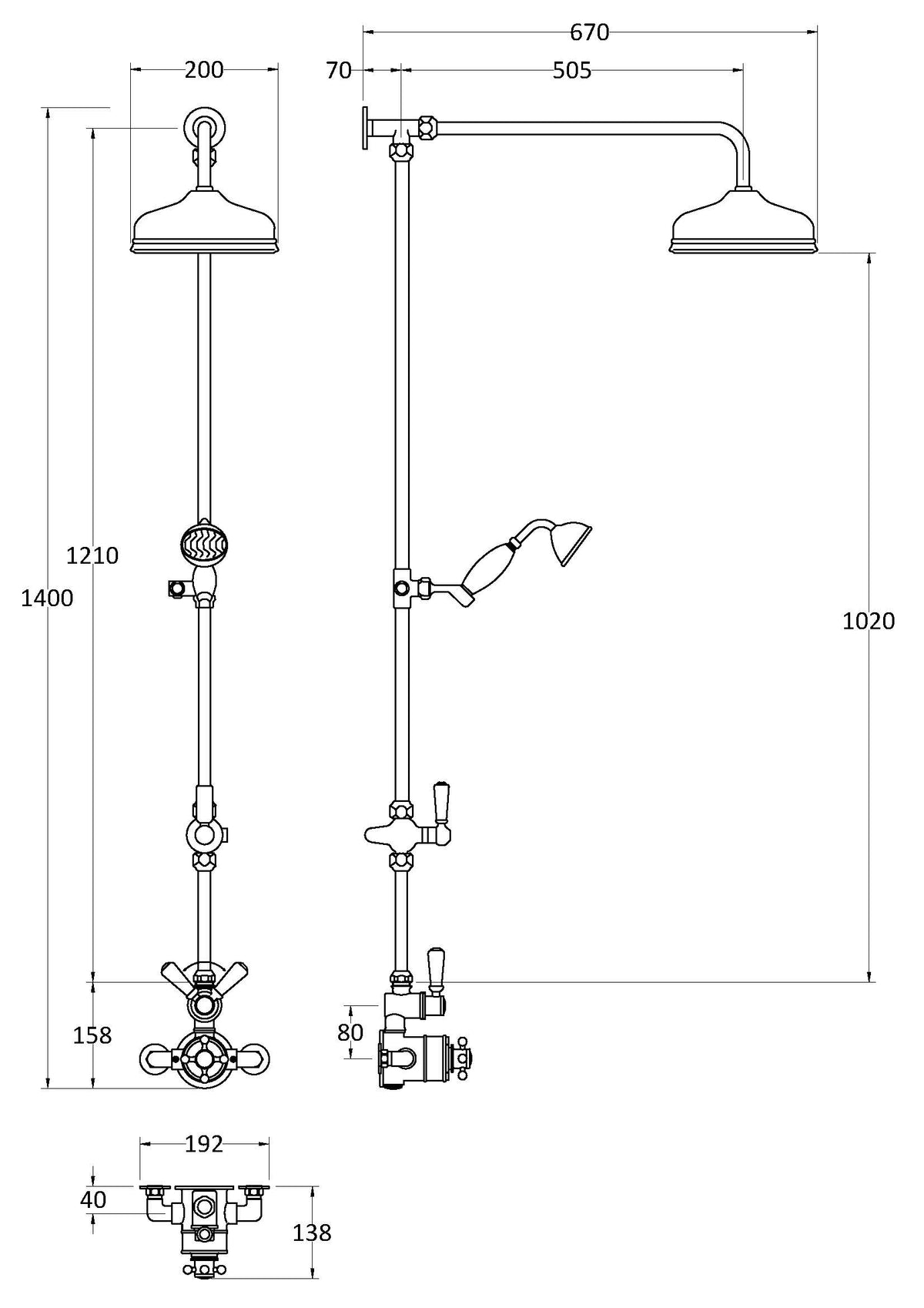 Hudson Reed Shower Kits Wall Mounted Thermostatic Shower Valve & Kit (Brushed Brass) - Brandnew Bathroom