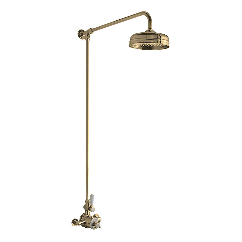 Hudson Reed Shower Kits Wall Mounted Thermostatic Shower Valve & Kit (Brushed Brass) - Brandnew Bathroom