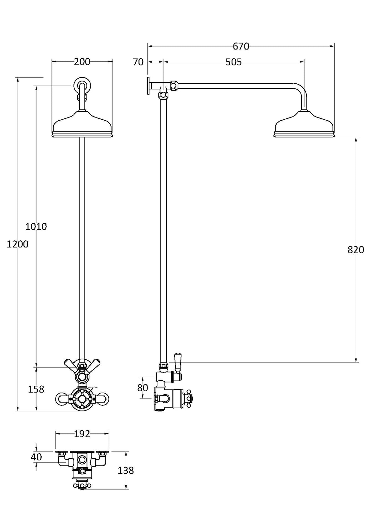 Hudson Reed Shower Kits Wall Mounted Thermostatic Shower Valve & Kit (Brushed Brass) - Brandnew Bathroom