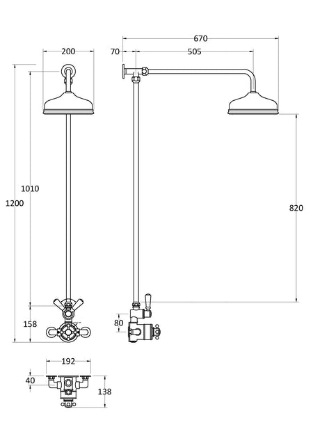 Hudson Reed Shower Kits Wall Mounted Thermostatic Shower Valve & Kit (Brushed Brass) - Brandnew Bathroom