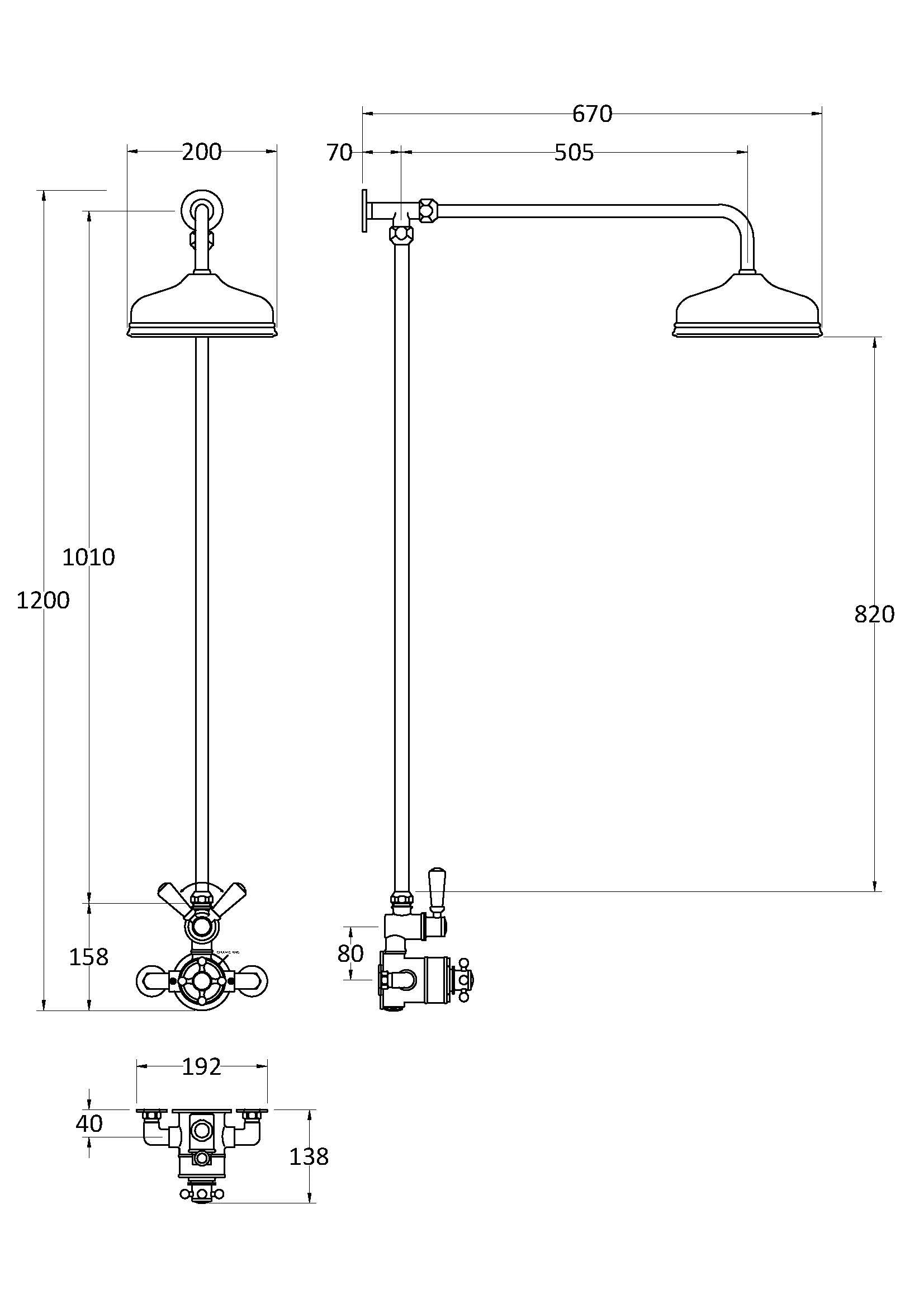 Hudson Reed Shower Kits Wall Mounted Thermostatic Shower Valve & Kit (Brushed Brass) - Brandnew Bathroom
