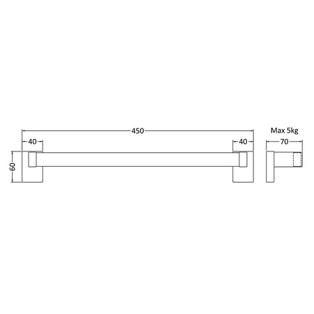 Nuie Magnetic Towel Rail (1 size, Chrome) - Brand New Bathrooms