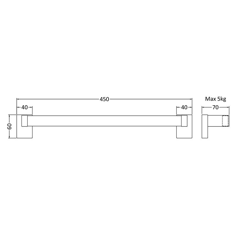 Nuie Magnetic Towel Rail (1 size, Chrome) - Brand New Bathrooms