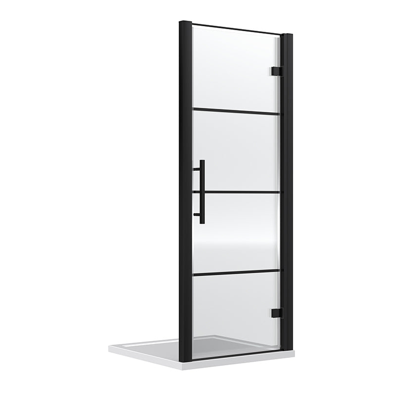 Nuie Apex Hinged Shower Door 8mm Glass (Matt Black, 2 sizes) - Brandnew Bathroom