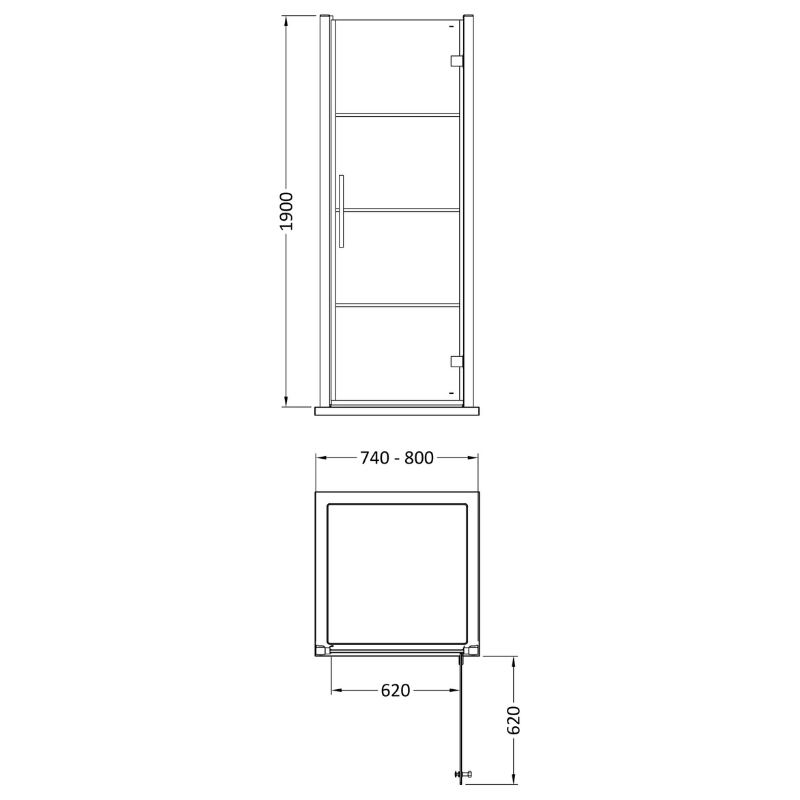 Hudson Reed Apex Hinged 8mm Glass Shower Door (2 sizes, Matt Black) - Brand New Bathrooms