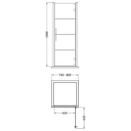 Hudson Reed Apex Hinged 8mm Glass Shower Door (2 sizes, Matt Black) - Brand New Bathrooms