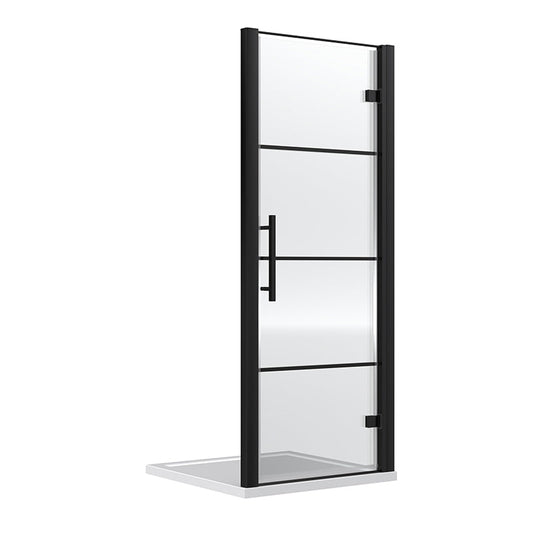 Nuie Apex Hinged Shower Door 8mm Glass (Matt Black, 2 sizes) - Brandnew Bathroom