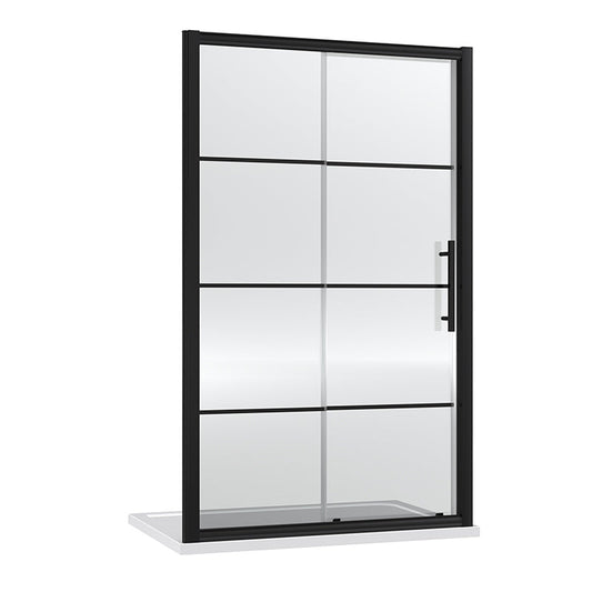 Nuie Apex Sliding Shower Door 8mm Glass (Matt Black, 2 sizes) - Brandnew Bathroom