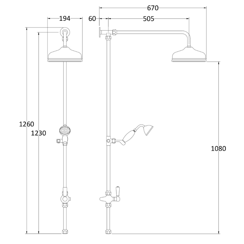 Nuie Shower Kits Rigid Riser Kit (1 size, Chrome) - Brand New Bathrooms