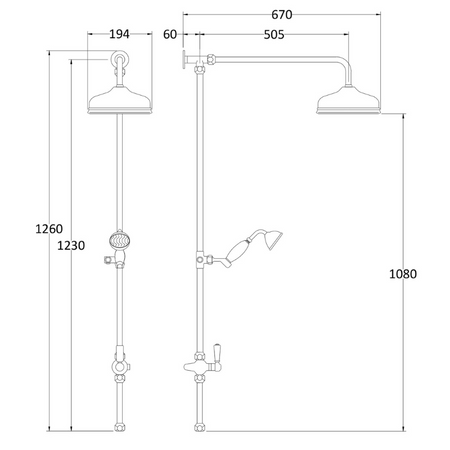 Nuie Shower Kits Rigid Riser Kit (1 size, Chrome) - Brand New Bathrooms