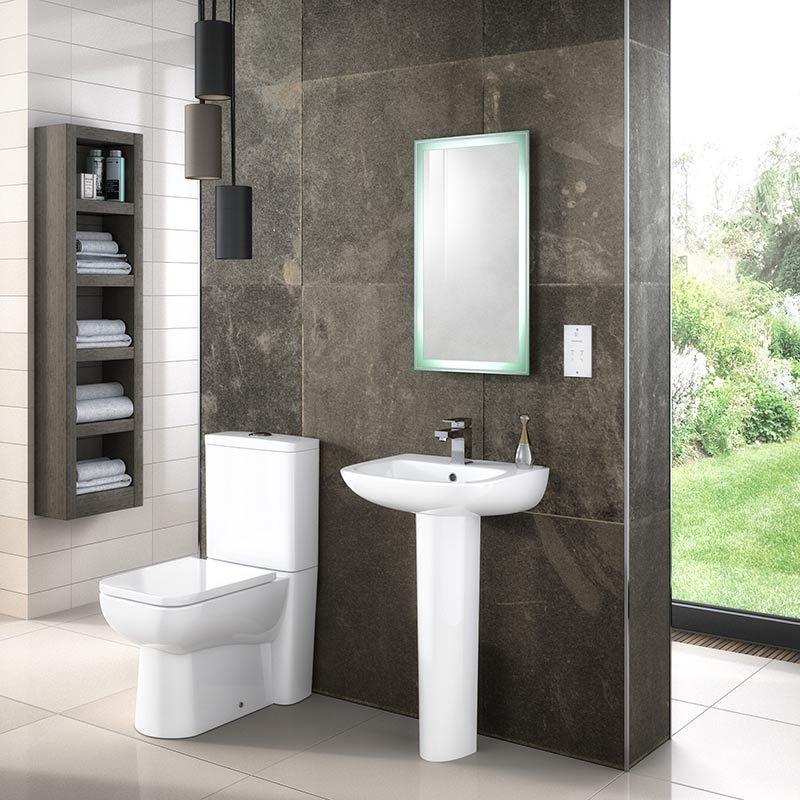 Nuie Ambrose Compact Semi Flush to Wall WC Toilet Pan & Cistern (1 size, White) - Brand New Bathrooms