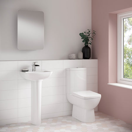Nuie Ambrose Basin & Pedestal (2 sizes, White) - Brand New Bathrooms