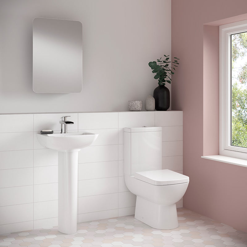 Nuie Ambrose Basin & Pedestal (2 sizes, White) - Brand New Bathrooms