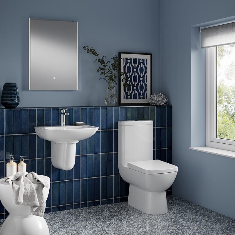 Nuie Ambrose Basin & Semi Pedestal (2 sizes, White) - Brand New Bathrooms