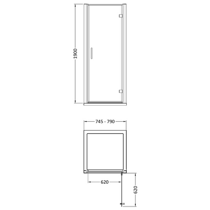 Nuie Lucie Hinged Shower Door (2 sizes, 3 colours) - Brand New Bathrooms