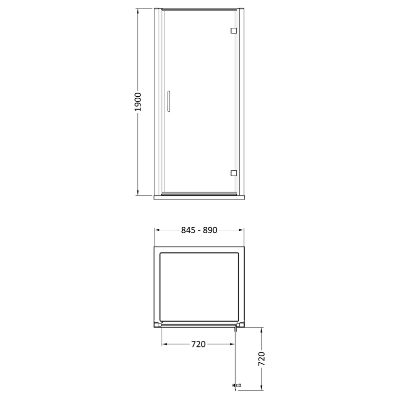 Nuie Lucie Hinged Shower Door (2 sizes, 3 colours) - Brand New Bathrooms