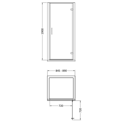 Nuie Lucie Hinged Shower Door (2 sizes, 3 colours) - Brand New Bathrooms
