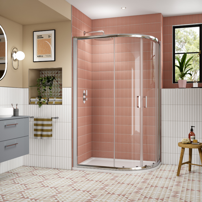 Nuie Lucie Offset Quadrant Shower Door (1 size, 3 colours) - Brand New Bathrooms