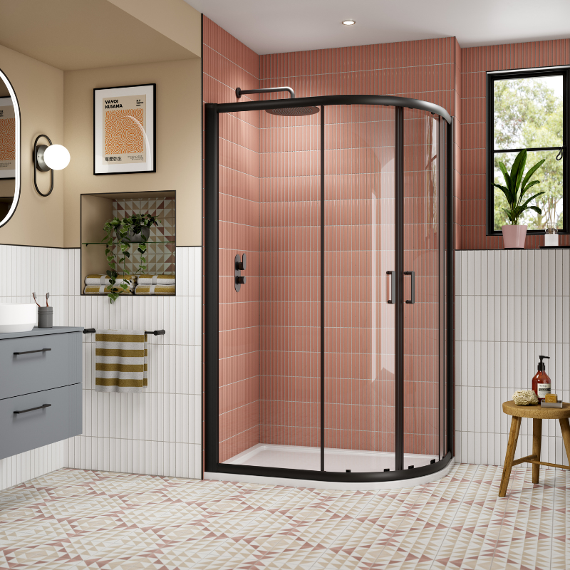Nuie Lucie Offset Quadrant Shower Door (1 size, 3 colours) - Brand New Bathrooms