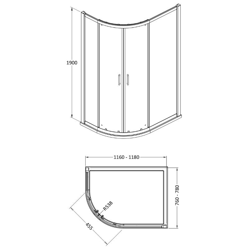 Nuie Lucie Offset Quadrant Shower Door (1 size, 3 colours) - Brand New Bathrooms