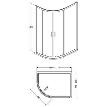 Nuie Lucie Offset Quadrant Shower Door (1 size, 3 colours) - Brand New Bathrooms
