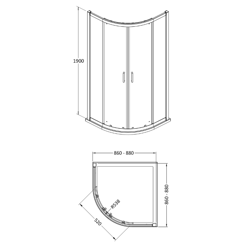 Nuie Lucie Quadrant Shower Door (2 sizes, 3 colours) - Brand New Bathrooms