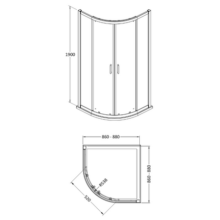 Nuie Lucie Quadrant Shower Door (2 sizes, 3 colours) - Brand New Bathrooms
