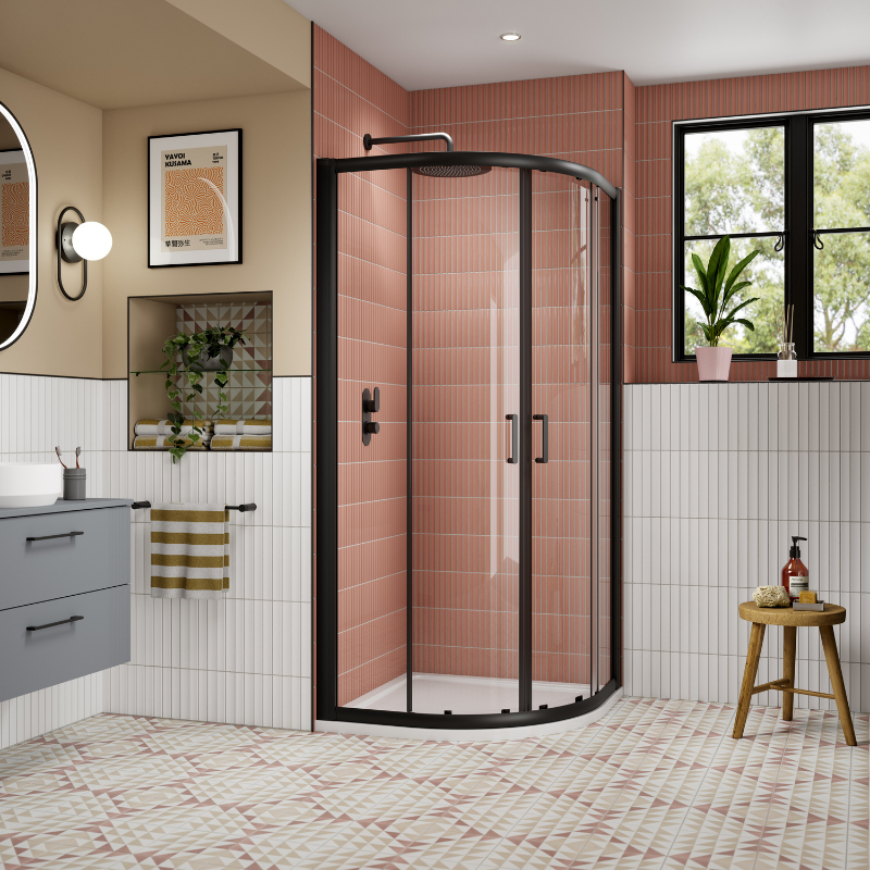 Nuie Lucie Quadrant Shower Door (2 sizes, 3 colours) - Brand New Bathrooms