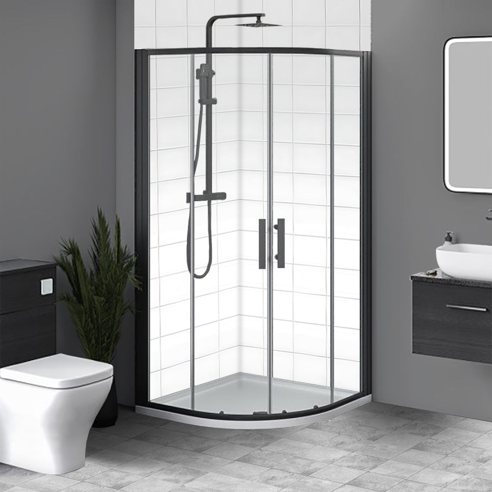 Brand New Bathrooms 6mm Quadrant Shower Enclosure (2 sizes, Matt Black) - Brand New Bathrooms