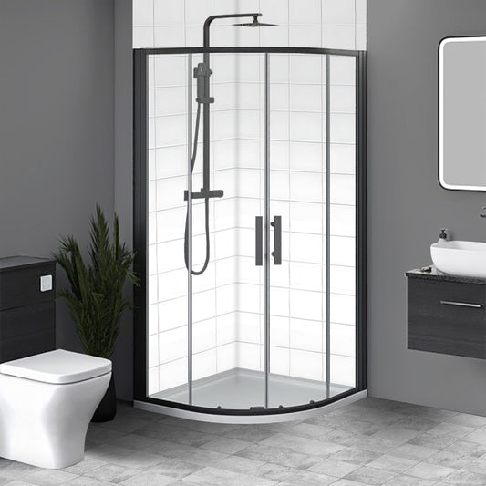Brand New Bathrooms 6mm Quadrant Shower Enclosure (2 sizes, Matt Black) - Brand New Bathrooms