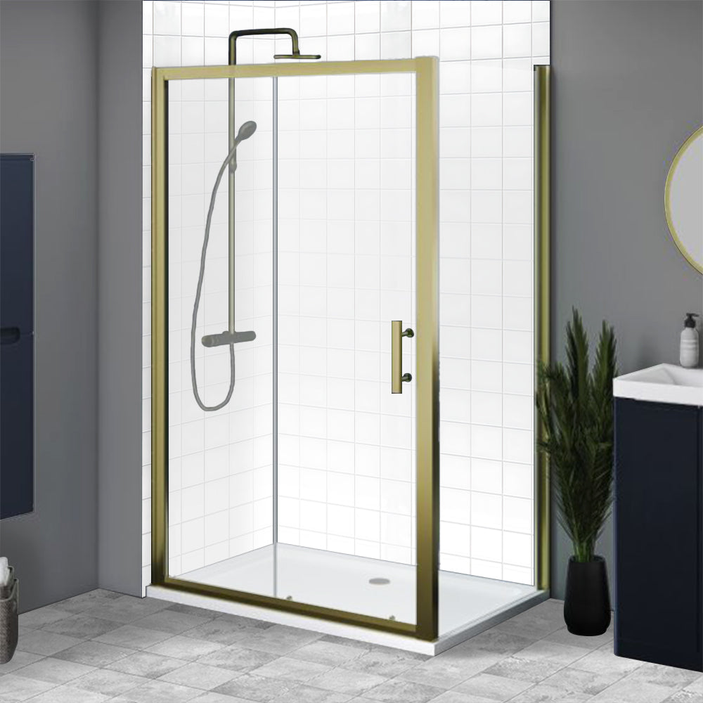 Brand New Bathrooms 6mm Shower Side Panel (4 sizes, Brushed Brass) - Brand New Bathrooms