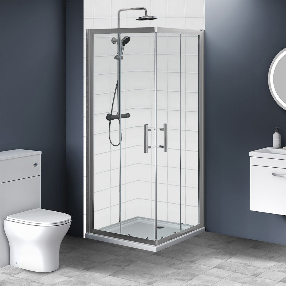 Brand New Bathrooms 6mm Corner Entry Shower Enclosure (3 sizes, Chrome) - Brand New Bathrooms