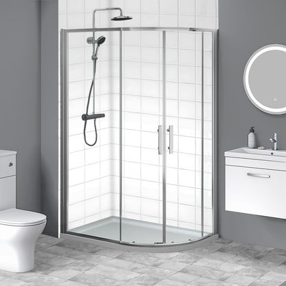 Brand New Bathrooms 6mm Offset Quadrant Shower Enclosure (13 sizes, Chrome) - Brand New Bathrooms