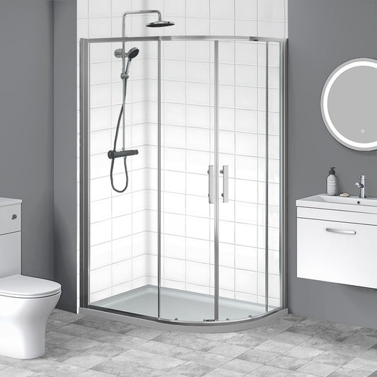 Brand New Bathrooms 6mm Offset Quadrant Shower Enclosure (13 sizes, Chrome) - Brand New Bathrooms