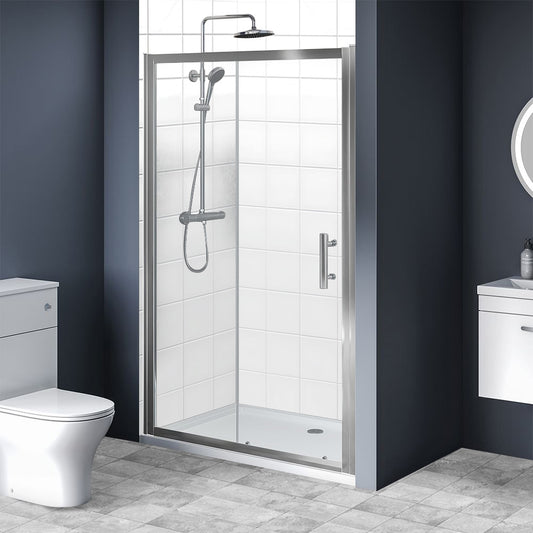 Brand New Bathrooms 6mm Single Sliding Shower Door (9 sizes, Chrome) - Brand New Bathrooms