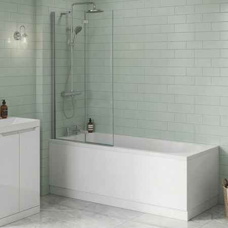 Brand New Bathrooms 8 mm Easy Clean Bath Screen (1 size, 2 styles, Chrome) - Brand New Bathrooms