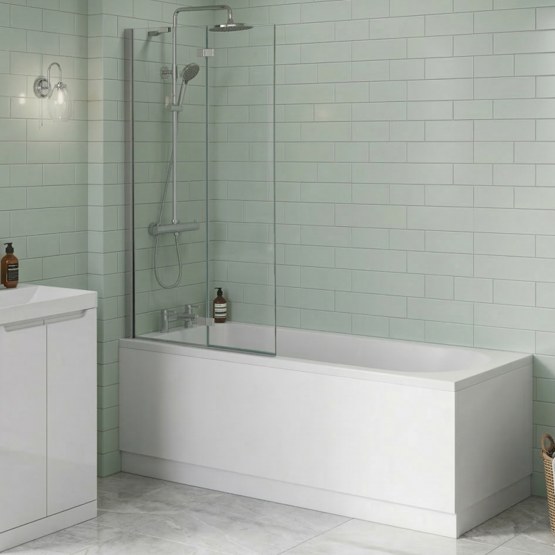 Brand New Bathrooms 8 mm Easy Clean Bath Screen (1 size, 2 styles, Chrome) - Brand New Bathrooms