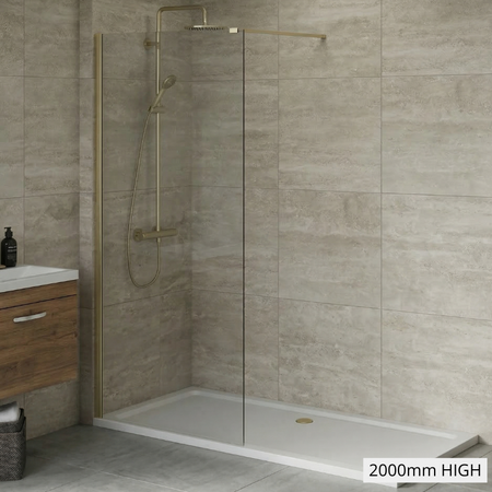 Brand New Bathrooms 8mm Brass/Clear Wetroom Panels (11 sizes, Brass) - Brand New Bathrooms